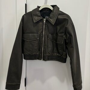 Zara Cropped Leather Jacket